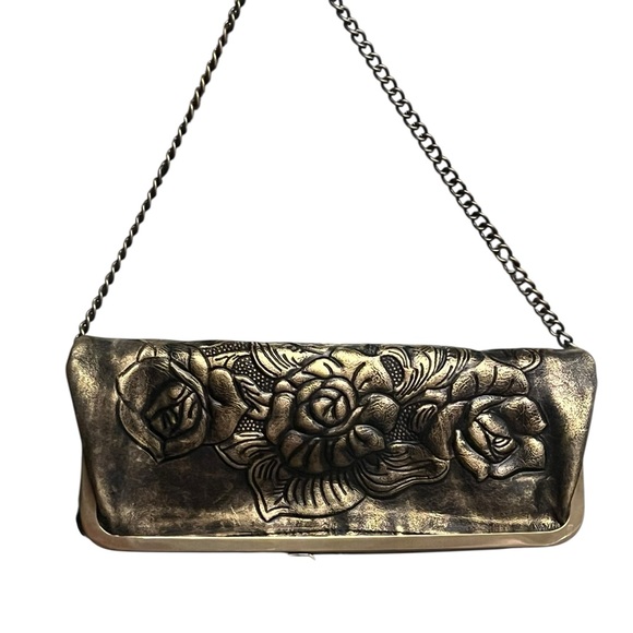 Patricia Nash Gold Clutch Elegant Metallic Wristlet